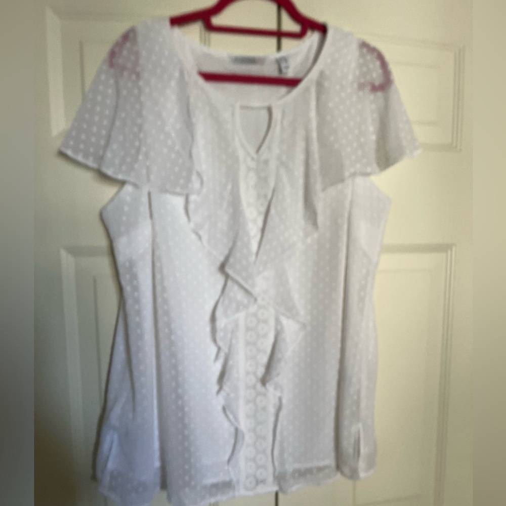 Isaac Mizrahi 20W Dotton Lace Flutter Sleeve Lightweight Blouse